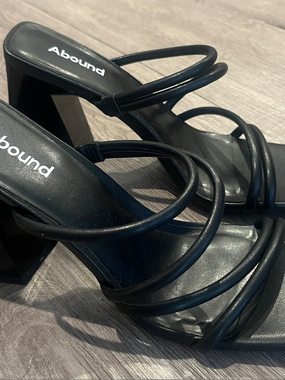 Abound Austyn Black Leather Multi-Strap Block Heel Sandals